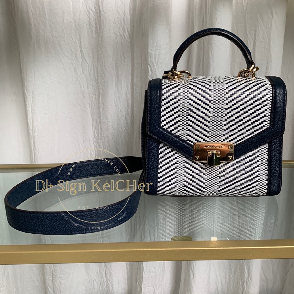 Michael Kors XS Kinsley Satchel in Navy & White -- SOLD